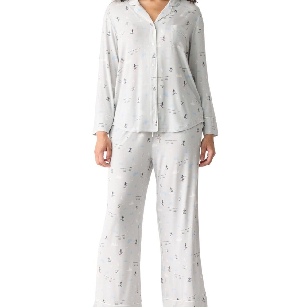 #960 Gap GapBody Women's Jersey Long-Sleeve Pajama Coat Set - Grey Alpine - Picture 5 of 5
